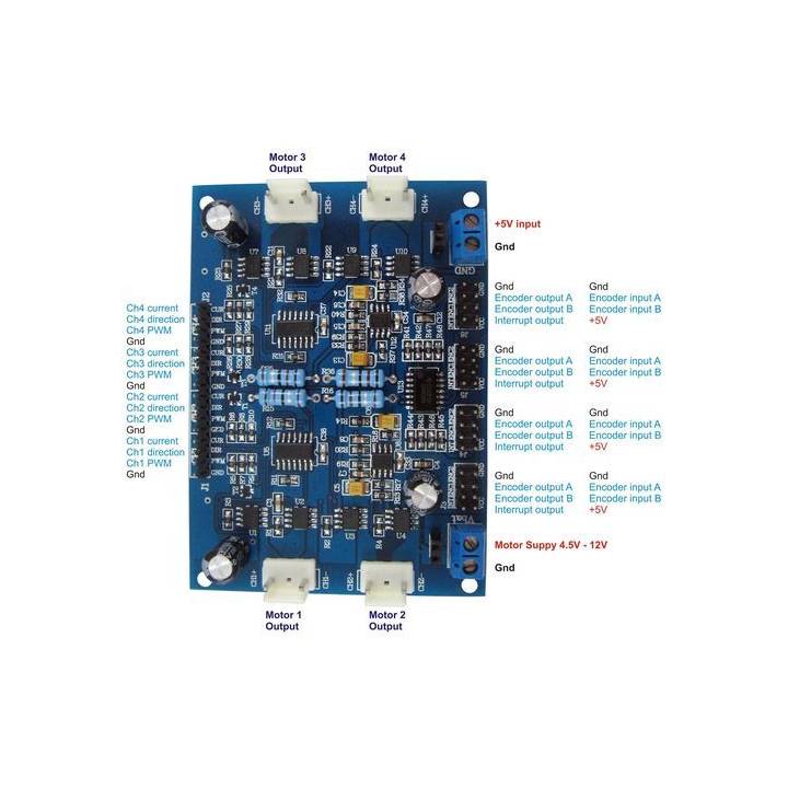 Carte contrôleur 4 moteurs CC 4.5-12V 4A
