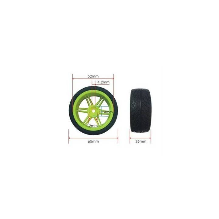 Roue 65mm avec moyeu laiton 4 mm (la paire)
